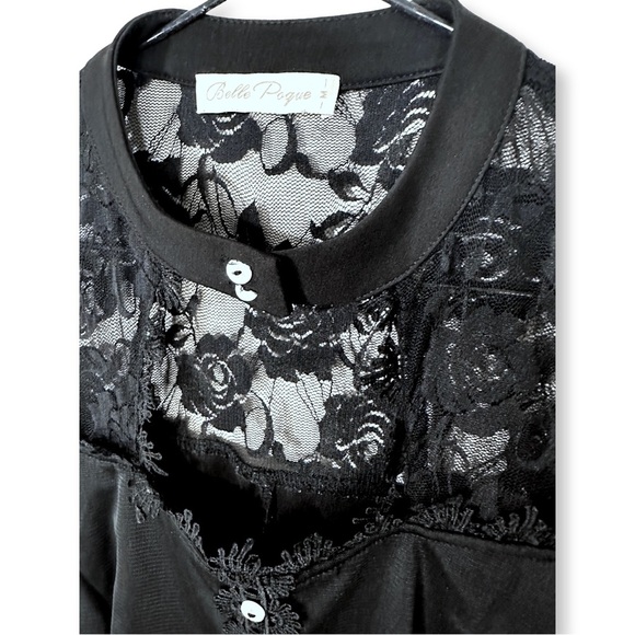 [ BELLE POGUE ] High-Low Black Gothic Dress w/Lace Patchwork & Cut Outs: M : EUC - Picture 4 of 10